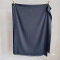 Detail of soft cashmere-like scarf showing 23# dark fabric texture and fringe edges - Sea Blue (SM-23)