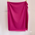 Detail view of rose red cashmere feel scarf with soft fringe edges and a smooth drape - Rose Red (SM-30)