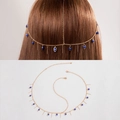 Bohemian gold chain headpiece featuring blue evil eye charms for women's hair - Evil Eye Style (25711-gold) / Gold Style (25711-gold)