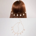 Exotic gold chain headpiece with white cowrie shell pendants for bohemian hair styling - Natural Shell Style (25727-gold) / Gold Style (25727-gold)