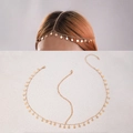Exotic golden coin tassel head chain hair accessory with delicate metallic fringe finish - Disc Tassel Style (24579-gold) / Gold Style (24579-gold)
