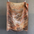 Retro sika deer jacquard scarf with Dunhuang style artistic floral pattern in orange - 185x70 / Brown