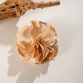 Macro detail of champagne satin flower hair clip with multi-layered fabric petals - Champagne (27677-6)