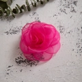 Detail shot of a bright dark pink organza fabric rose clip on a vintage background - Rose Red (27678-1)