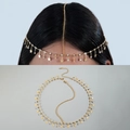 Bohemian gold head chain with star charms and rhinestones for exotic hair styling - Star Rhinestone Style (24579-4-G) / Gold Style (24579-4-G)