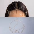 Bohemian gold layered head chain featuring metal stars and clear rhinestones for women - Gold Star Rhinestone Style (26336-2-G) / Gold Style (26336-2-G)