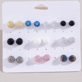 Set di 9 paia di orecchini a bottone con sfere di cristallo in vari colori vivaci - 9 Paia di Palline con Strass Multicolore (22256-SUIt-colour)