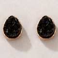 Orecchini a perno a goccia minimalisti in quarzo druzy nero e placcati oro rosa - 1 Paio di Druzy a Goccia Nera (13555-black)