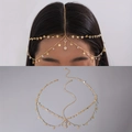 Golden star hair chain with crystal charms for women in a bohemian layered style - Star Rhinestone Layered Style (29032-hea cha-G) / Gold Style (29032-hea cha-G)