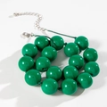 Bohemian chunky emerald green bead necklace with silver adjustable lobster clasp - Bohemian Beaded Style (27326) / 18mm Bead Diameter / Green