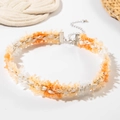 Boho orange and white lace braided choker necklace with beads and fringe details - Orange-White Mix (27311-orange)
