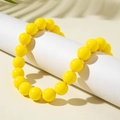 Vibrant yellow beaded necklace with glossy finish in a bohemian minimalist style - Bohemian Beaded Style (27326-A) / 18mm Bead Diameter / Yellow