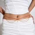 Three-layer golden waist chain for women with a detailed snake pendant beach jewelry - Multi-layer Snake Pendant Design / Gold