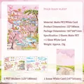Set adesivi 3D Pear Rain Sleep con motivi floreali in PET opaco e scheda con scenario - Pioggia di Fiori di Pero - PET Opaco