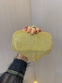 Borsa da sera a cuore con strass dorati e impugnatura ad anello con diamanti incastonati - Stile nappa a cuore / Oro