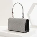 Silver rhinestone evening clutch with metal ring handle and luxurious crystal embellishment - Black