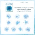 Scent of Orchids PET floral stickers, 20 pieces of translucent blue flower decals - Orchid Scent