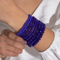 Bohemian multi-layer seed bead bracelet in deep royal blue with faceted finish - Dark Royal Blue Layered Faceted Beads (28437-blue)