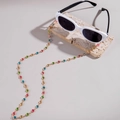 Colorful gemstone eyewear chain with gold links and non-slip rubber loops for sunglasses - Colorful Zircon Style (27859-colour)