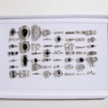 Retro silver bohemian ring set featuring butterfly and elephant designs in a white gift box - Vintage Silver Bohemian Style Ring Set (27992-silver)
