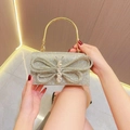 Bolso de noche de lujo con diamantes de imitación champagne y asa de mariposa - Dorado