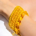 Bohemian multilayer yellow beaded bracelet with faceted teardrop crystal charms - Bright Yellow Faceted Round/Drop Beads (30102-bra-yellow)