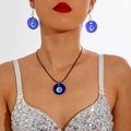Set di gioielli occhio blu del diavolo con collana pendente e orecchini abbinati - Set Malocchio Tondo Blu (27786-blue)