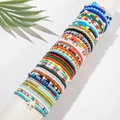 Bohemian multi-colored bead bracelets set with metal evil eye and starfish charms - 20-Piece Multicolor Bohemian Pendant Style (28428-colour)
