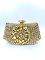 Elegante borsa da sera dorata con motivo floreale di cristalli scintillanti - Oro
