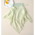 Detail of light green silk sun mask with bamboo leaf print and elastic ear loops - Pale Yellow Green - Bamboo Swallow