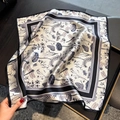 Retro dragonfly and butterfly print 100% mulberry silk 53cm square scarf for women - White / Bandana
