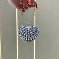 Detail of heart-shaped black evening bag with sparkling rhinestones and silver chain - Black Teardrop Rhinestone Style (XS306-6#黑-水滴钻)