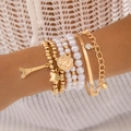 Ensemble de bracelets bohèmes dorés avec perles blanches et breloques Tour Eiffel - Style Ensemble Doré Pendentif Tour Eiffel (5483-gold)