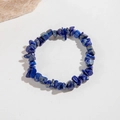 Bracelet en lapis-lazuli naturel avec perles irrégulières polies bleu profond - Bleu clair