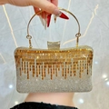 Elegante borsa da sera con cristalli dorati e strass argento con sfumatura di tendenza - Oro