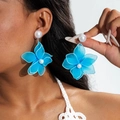 Orecchini a farfalla in mesh blu vibrante con perle eleganti per uno stile dolce - Stile Fiore in Rete di Perle Blu Brillante (29935-ear-blue-EP)
