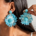 Orecchini bohémien blu reale con fiori intrecciati a forma di girasole - Stile Girasole Intrecciato Blu Reale (29604-blue)