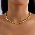 Minimalist geometric bead chain choker in polished golden finish for women - Gold Minimalist Pod Style (28289-gold)