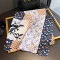 Vintage floral patchwork silk scarf styled on a golden frame with retro accessories - 65*65cm / Rice White (ZA-30)