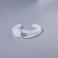 Fashionable clear acrylic open bangle with irregular white marble texture and geometric pleats - White Cloud Pattern (29000-21)