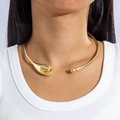 Polished gold-tone teardrop open choker necklace with sleek metallic finish - Gold Open Teardrop Style (28398-G)