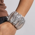 Moderno bracciale a spirale in argento grosso per donna con finitura lucida a specchio - Argento (28727-S)