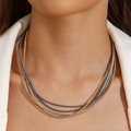 Minimalist multi-layered metal wire collar necklace set in gold and gunmetal finish - Gold and Gray Bi-color Multi-layer Style (30438-nek-gsb)