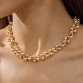 Modische klobige Goldkugel-Halskette CCB Schmuckset für Damen mit poliertem Finish - Einreihige Kugel-Halskette (30480-nek-G)