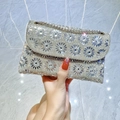 Borsa a tracolla argento con strass e motivo a sole scintillante per le feste - Argento