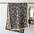 Bufanda de tacto cachemira con estampado paisley en gris carbón y rosa con flecos - Gris
