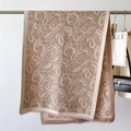 Bufanda de cachemir con diseño paisley en beige y marrón con bordes de flecos finos - Caqui