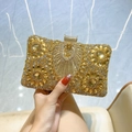 Borsa da sera dorata con strass scintillanti e gocce di cristallo giallo di lusso - Oro