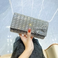 Elegante pochette rettangolare argento con strass e fiocco decorativo per cerimonie - Nero