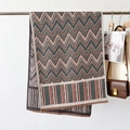 Thick zigzag patterned knit scarf with tassels in earth tones and vintage style - Zigzag Orange Green